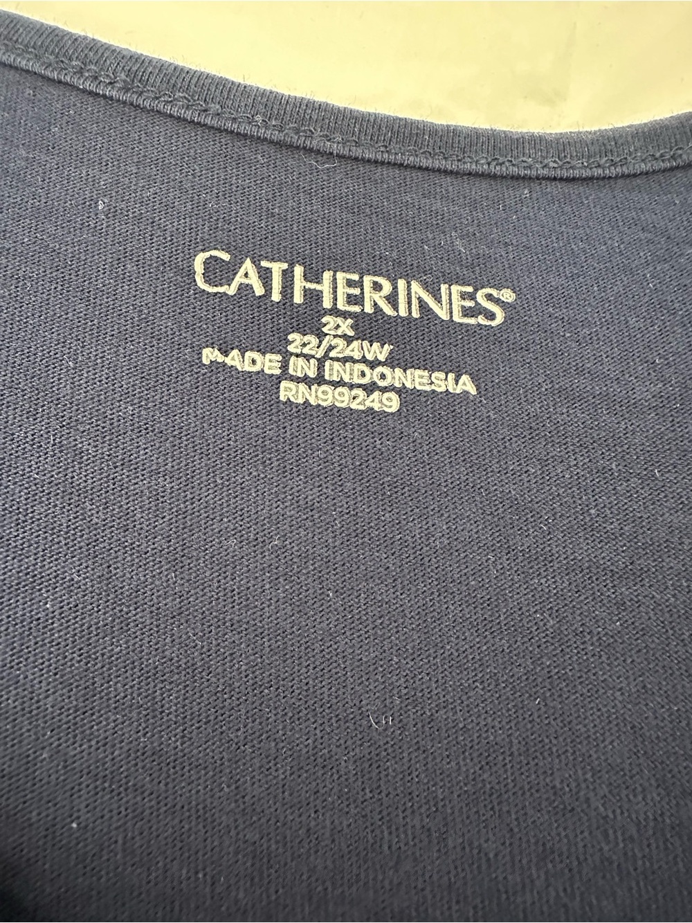 Catherines plus size 2X Navy Short Sleeve V-Neck Top with Embellished neckline - Picture 9 of 10